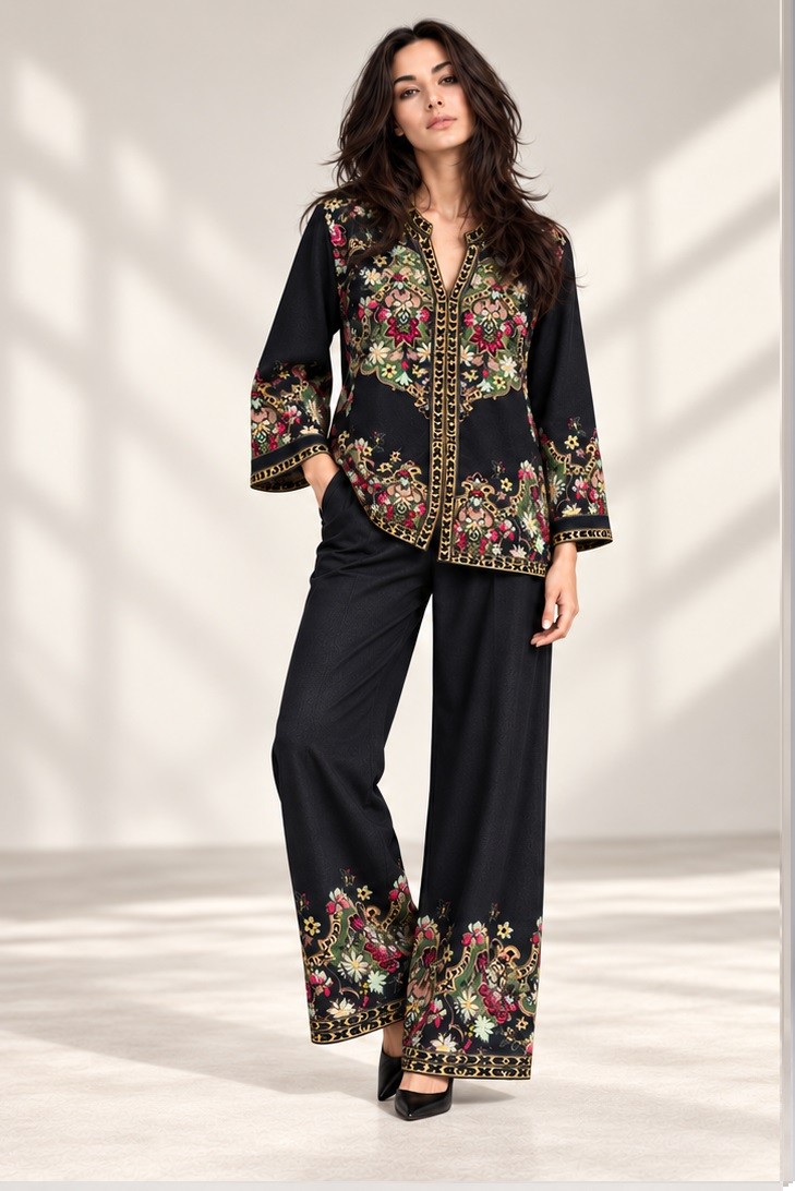 KNITTED EMBROIDERED CO-ORD SET