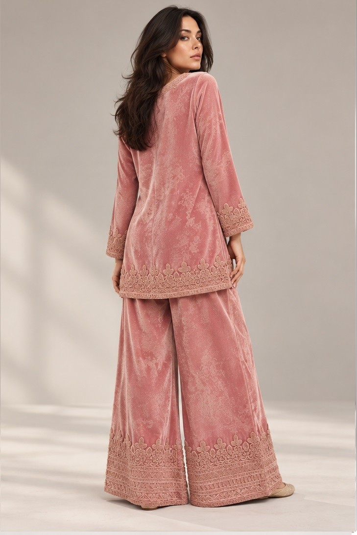 VELVET EMBROIDERED CO-ORD SET