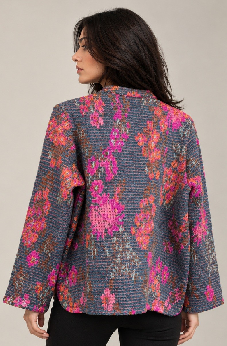 KNITTED FLORAL JACKET