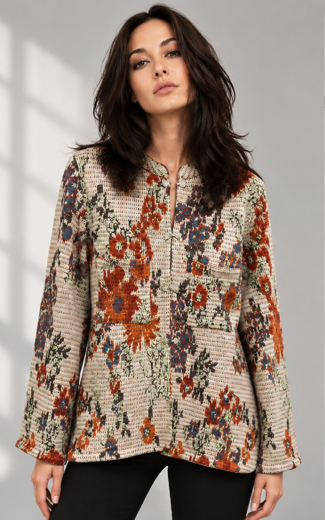 KNITTED FLORAL JACKET