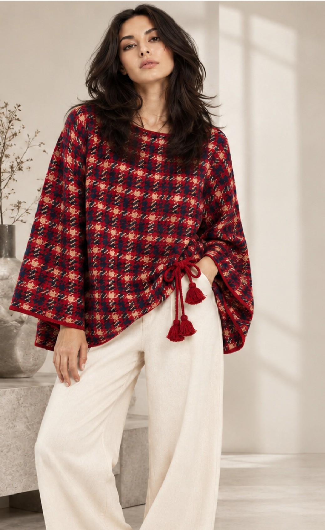 KNITTED CAPE CARDIGAN