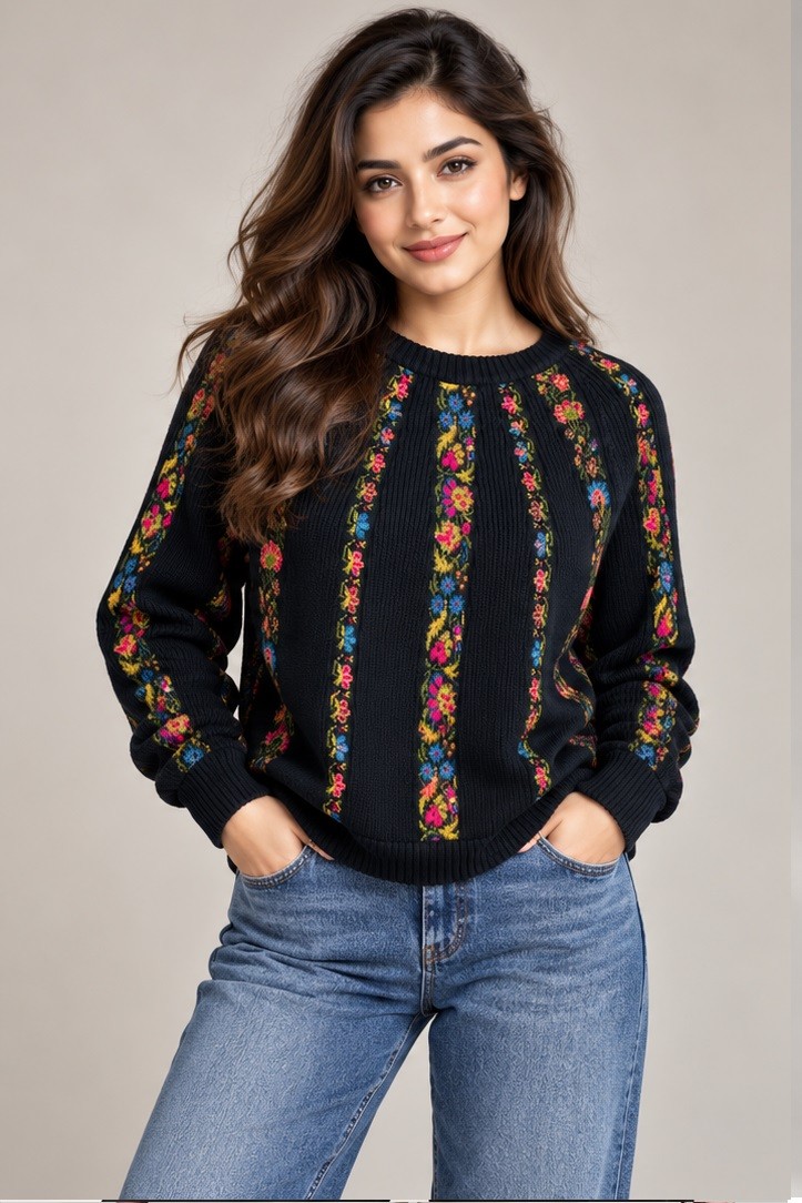 KNITTED WITH EMBROIDERED JUMPER
