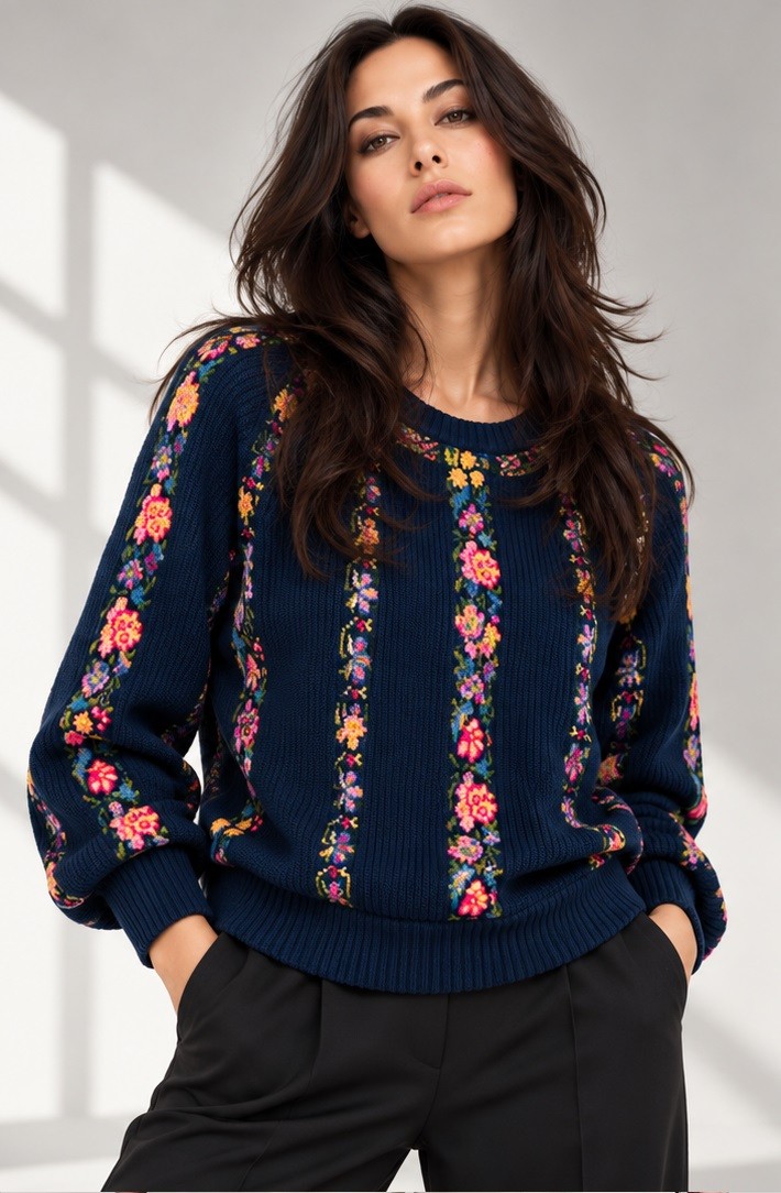 KNITTED WITH EMBROIDERED JUMPER