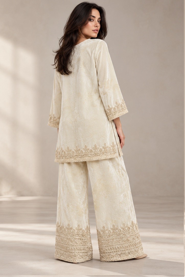 VELVET EMBROIDERED CO-ORD SET