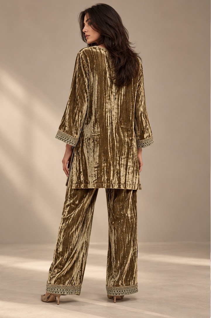 VELVET EMBROIDERED CO-ORD SET