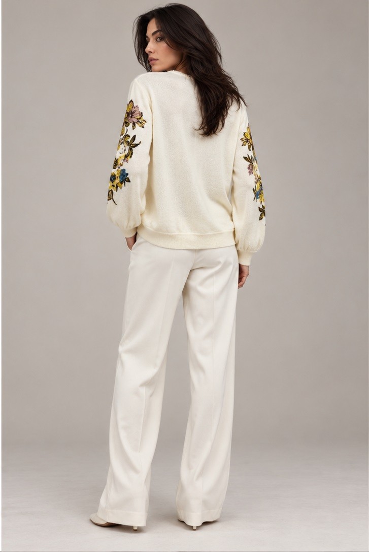 KNITTED FLORAL JACQUARD CARDIGAN
