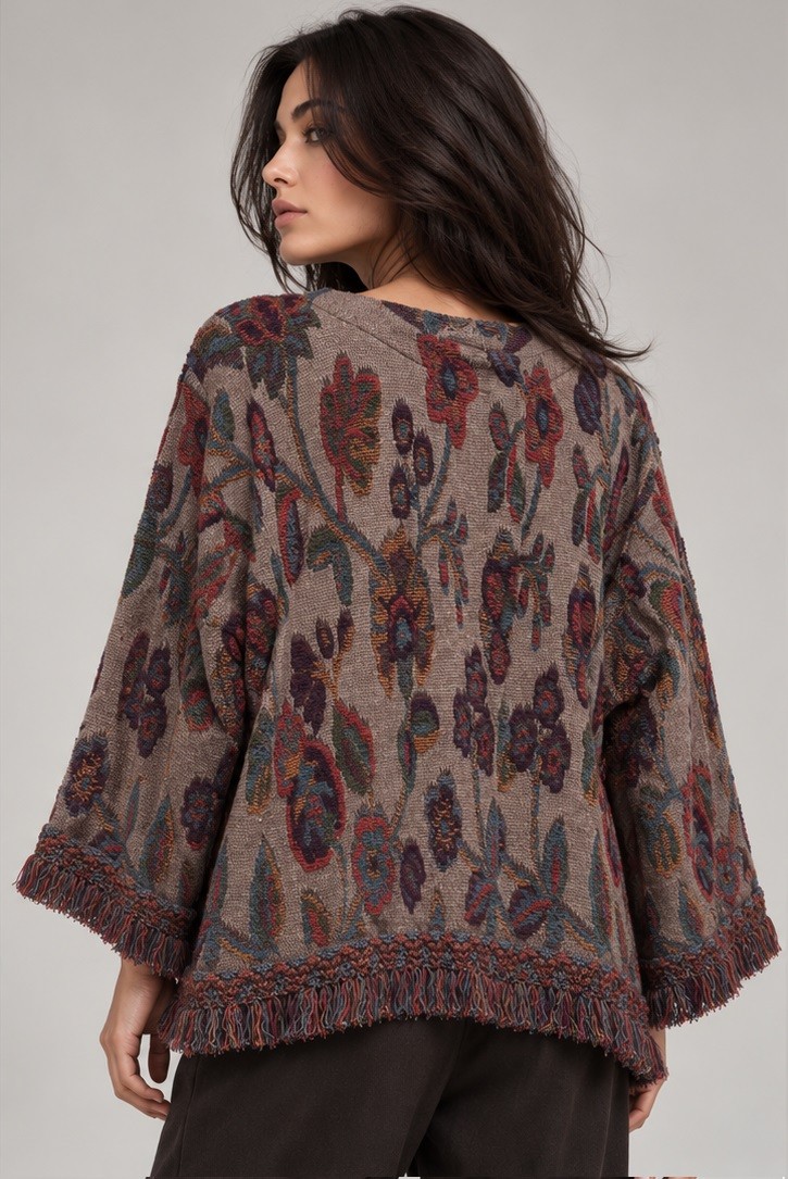 KNITTED CARDIGAN CAPE