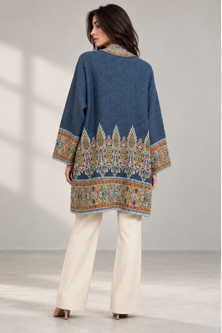 OPEN KNITTED JACQUARD SHRUG