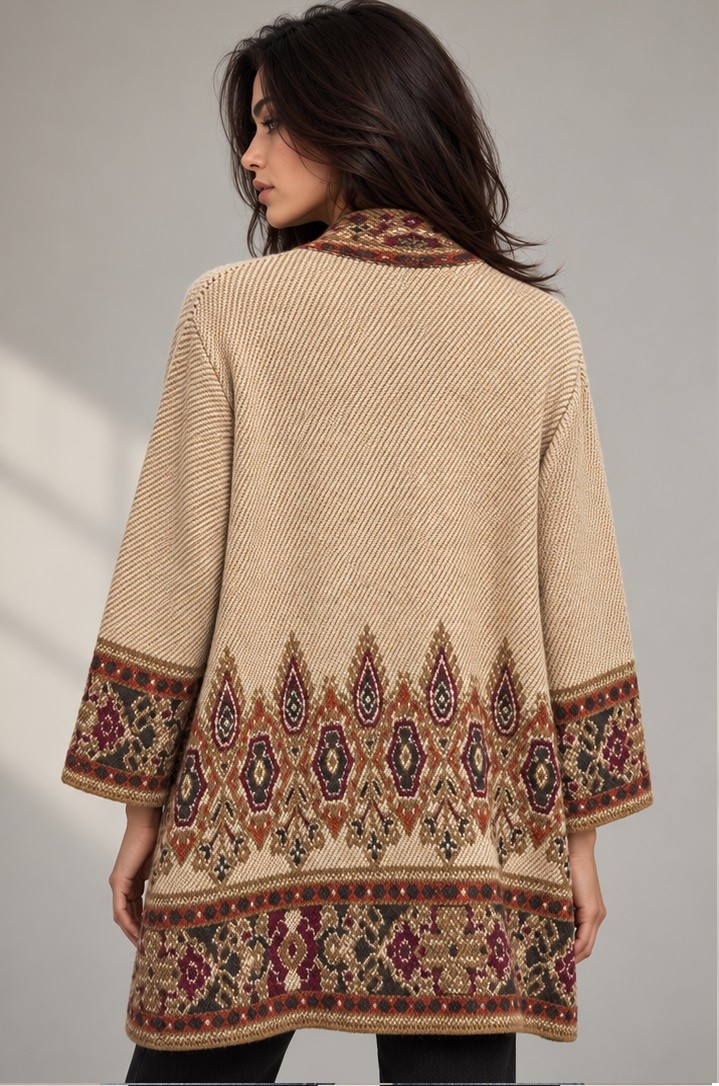 OPEN KNITTED JACQUARD SHRUG