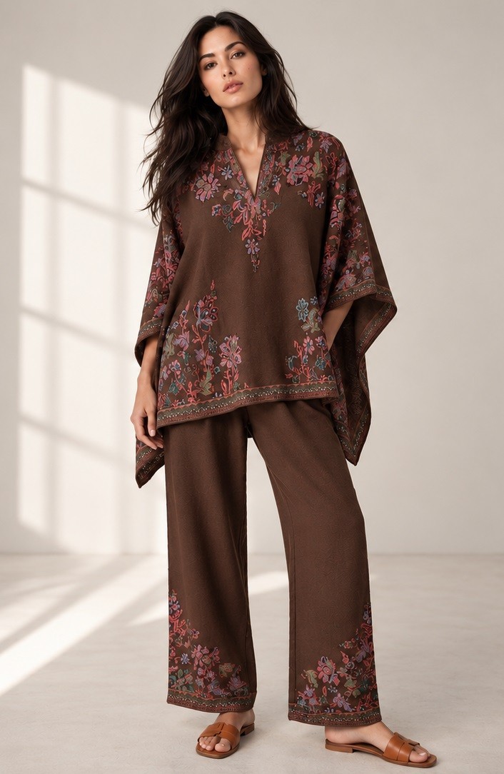 FLORAL MOTIFS KNITTED CO ORD SET