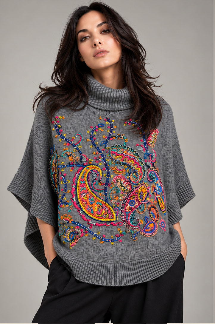 JACQUARD KNITTED PONCHO