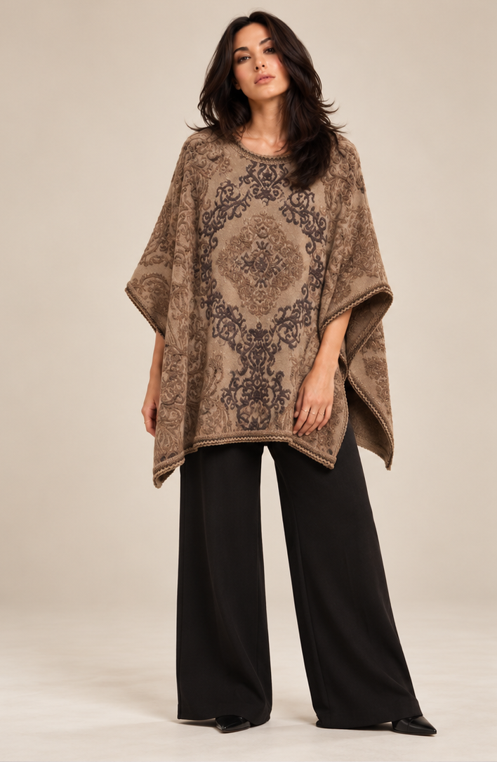 JACQUARD KNITTED PONCHO