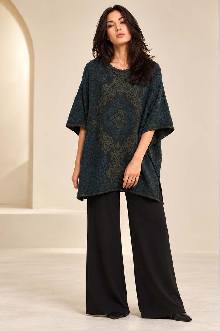 JACQUARD KNITTED PONCHO
