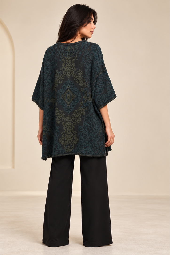 JACQUARD KNITTED PONCHO