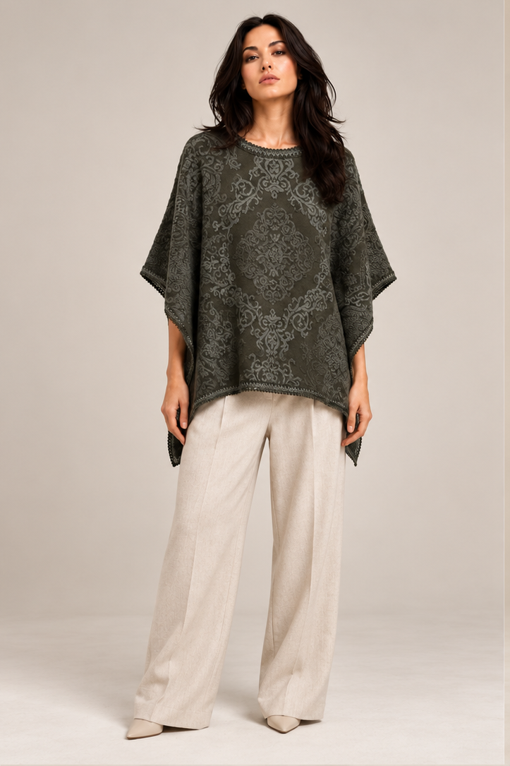 JACQUARD KNITTED PONCHO