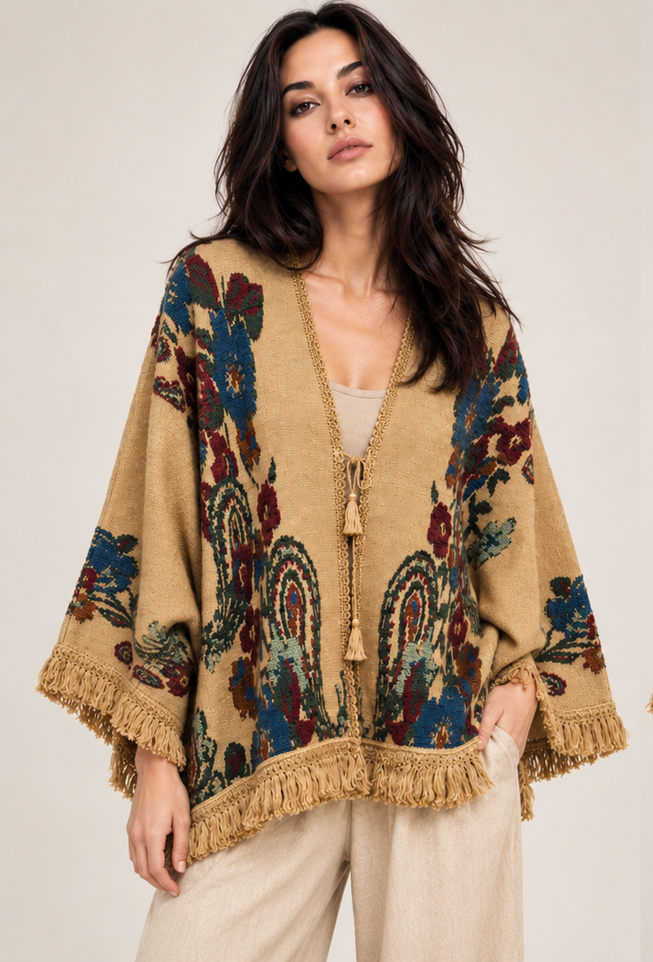 FRONT OPEN TESSEL CAPE