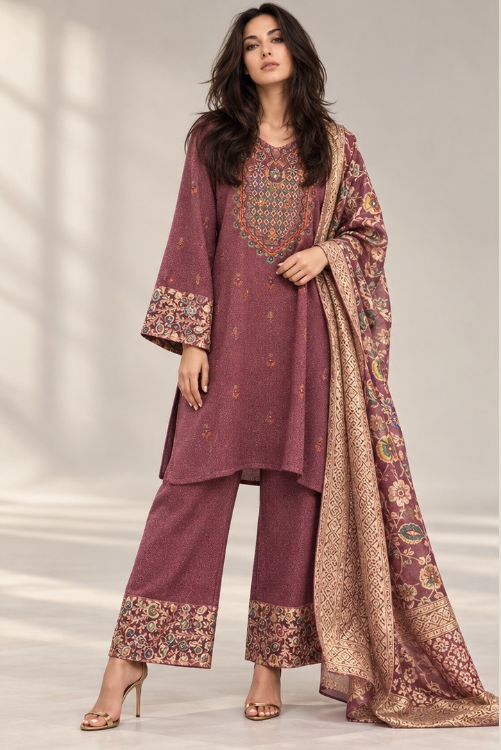 KNITTED EMBROIDERED KURTI SET