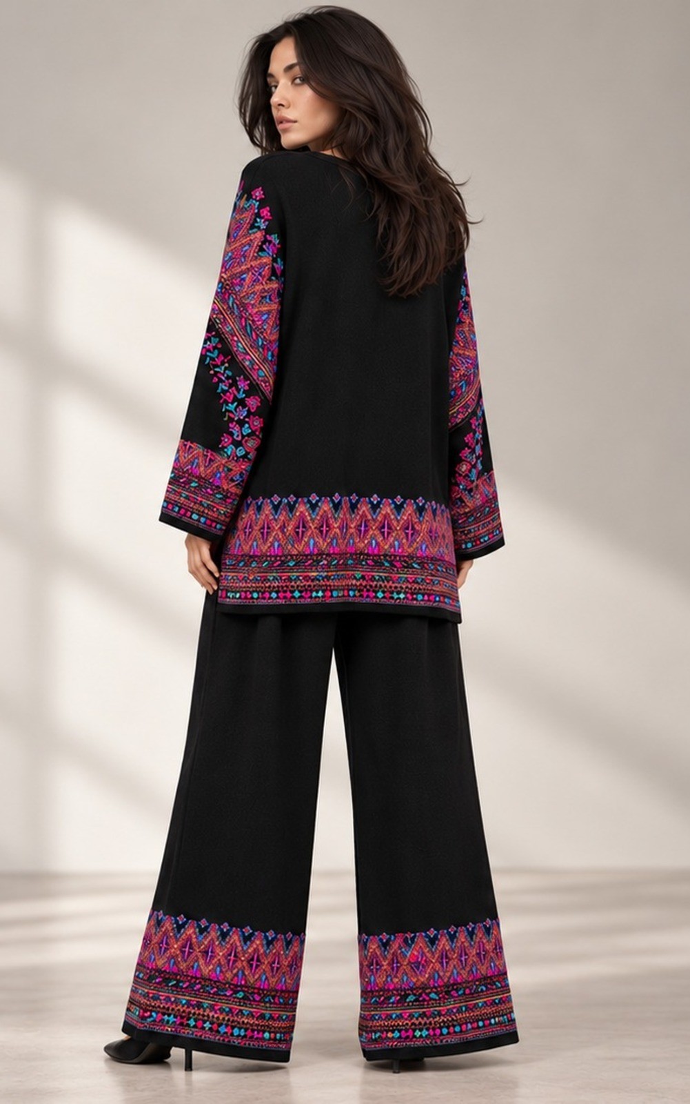 KNITTED EMBROIDERY CO ORD SET