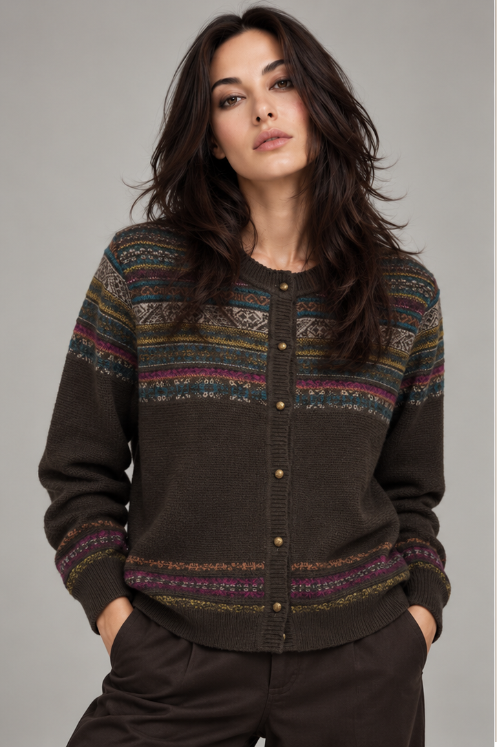 KNITTED ROUND NECK CARDIGAN