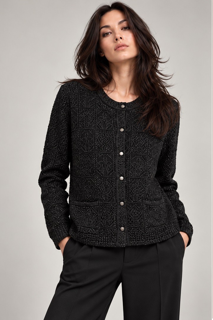 KNITTED ROUND NECK CARDIGAN