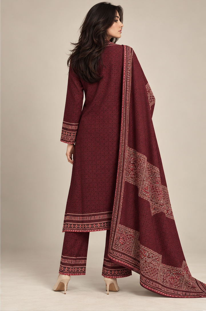 KNITTED EMBROIDERED KURTI SET