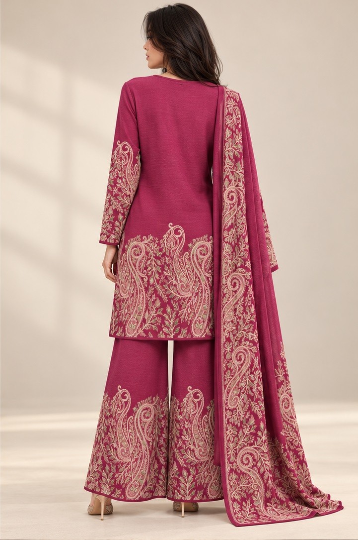 KNITTED EMBROIDERD KURTI SET