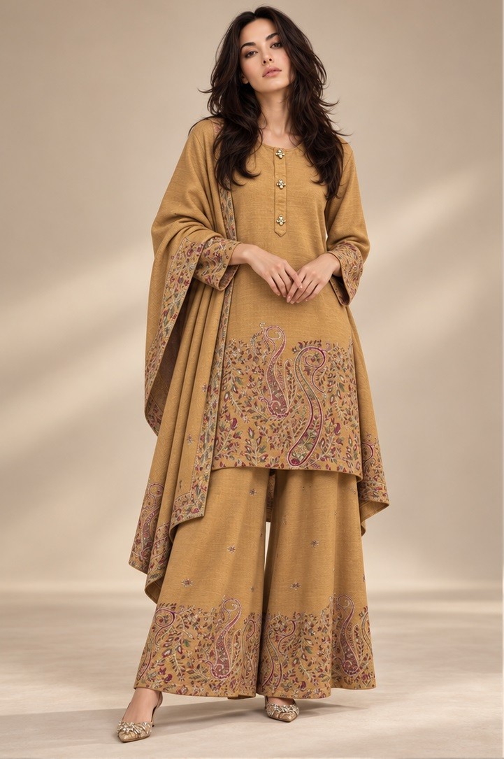 KNITTED EMBROIDERED KURTI SET